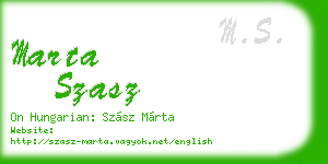 marta szasz business card